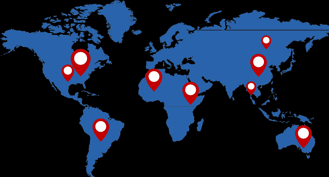 World map showing ALZAIN import and export markets